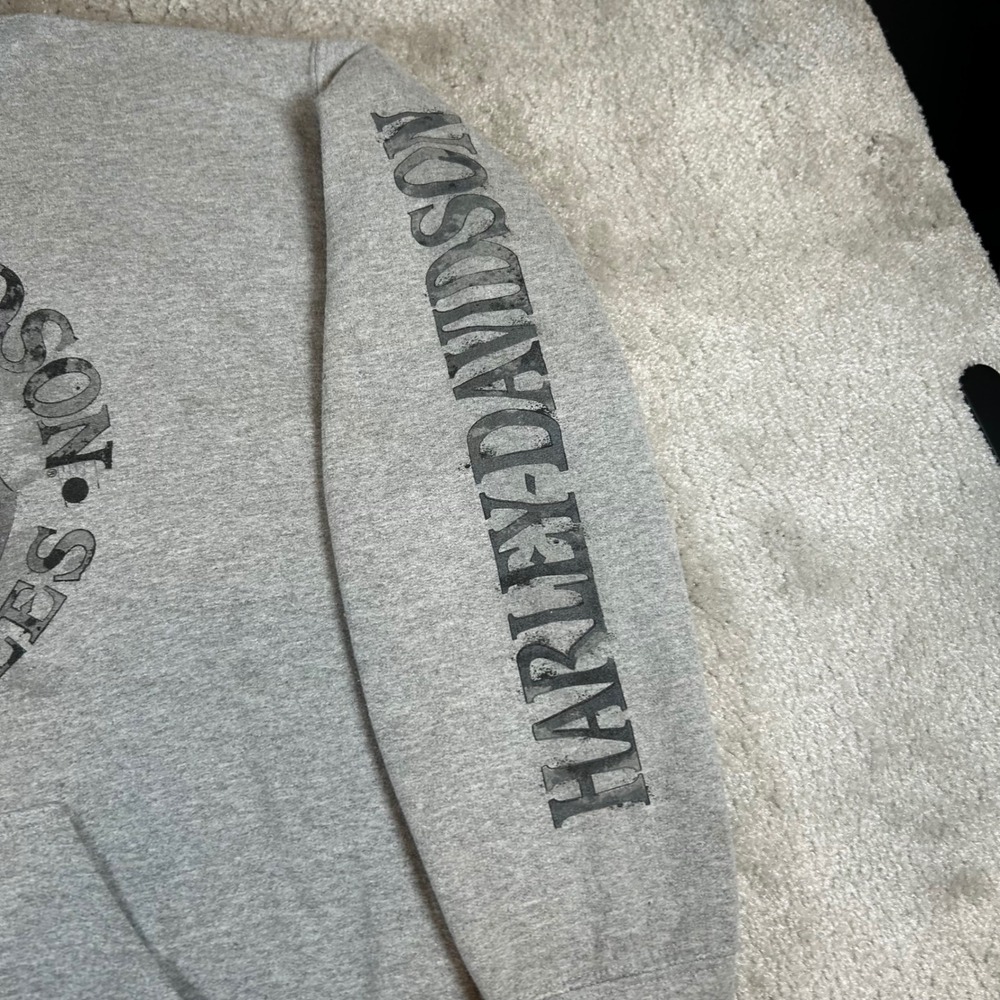 Harley Davidson Hoodie Mens M Gray Willie G Skull Oconomowoc WI Graphic Biker - Picture 5 of 13